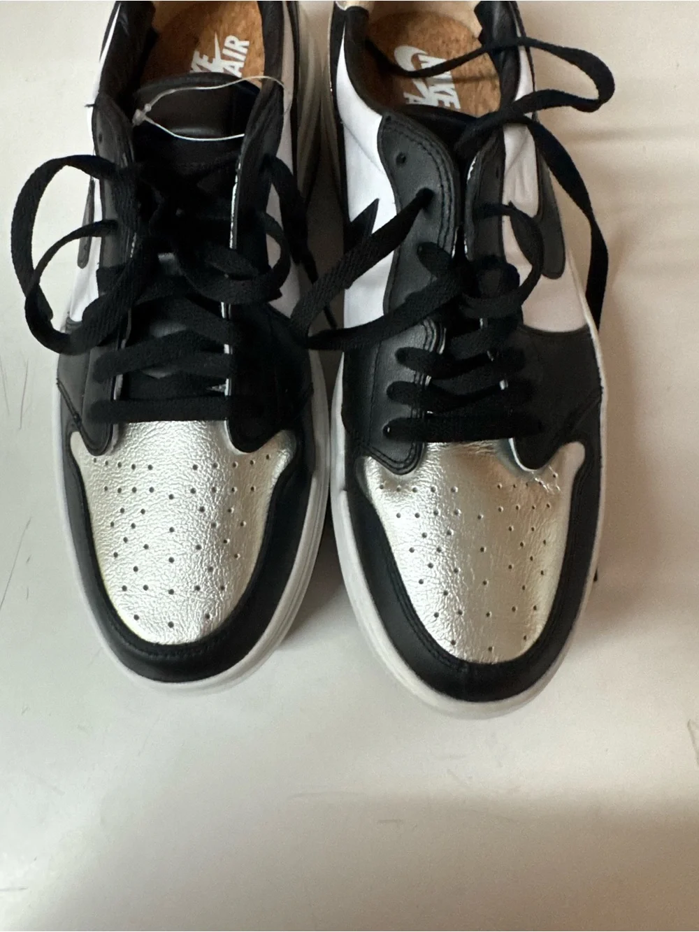 Jordan Low-Top Sneakers in Black, White & Silver